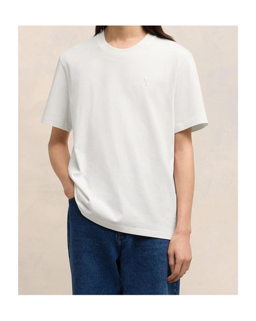 AMI White Logo Embossed Crewneck T-Shirt for men