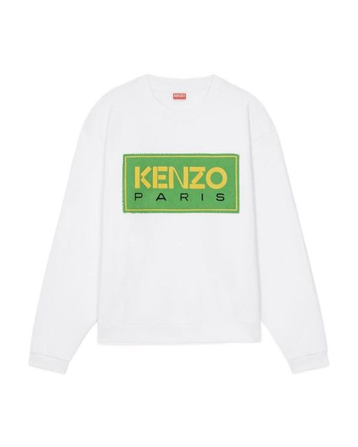 KENZO Green Logo Print Crewneck Sweatshirt for men