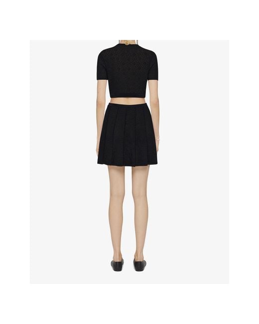 Givenchy Black Monogram 72 Jacquard Pleated Mini Skirt