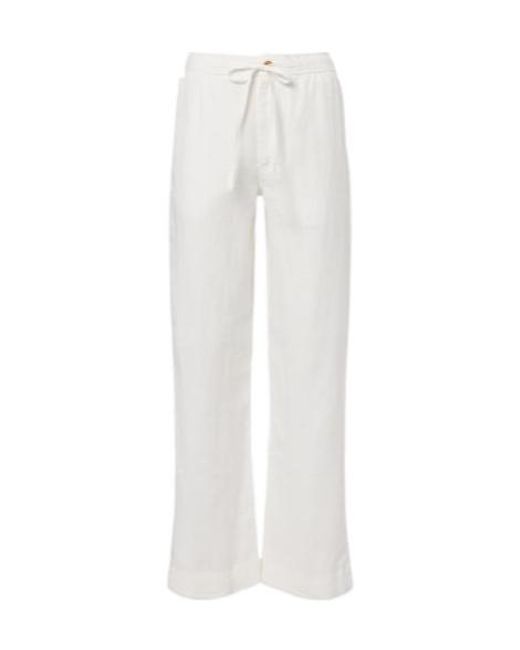 Polo Ralph Lauren White Linen Wide-Leg Pants