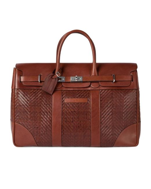 Brunello Cucinelli Red Braided Country Bag for men