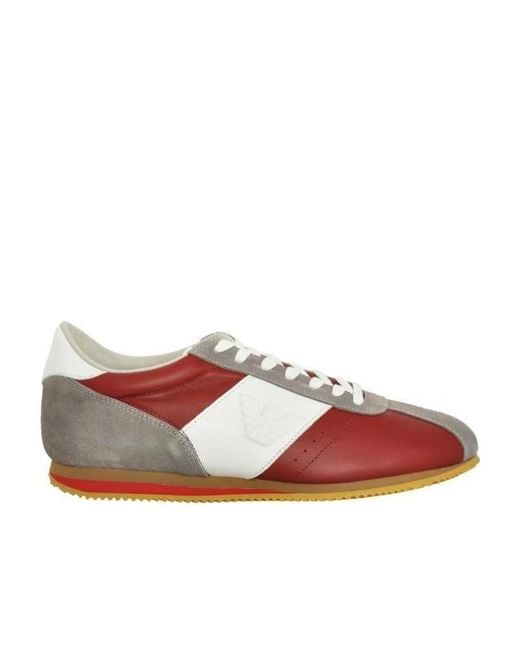 Emporio Armani Brown Strap-Up Casual Sneakers for men