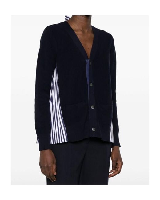 Sacai Blue Cotton Cardigan