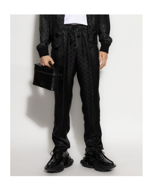 Dolce & Gabbana Black Monogram Jacquard Trousers for men