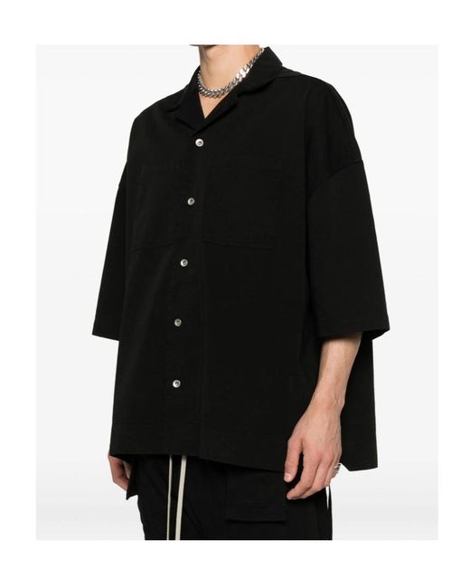 Rick Owens Black Tie Detailed Short-Sleeved Shirt for men