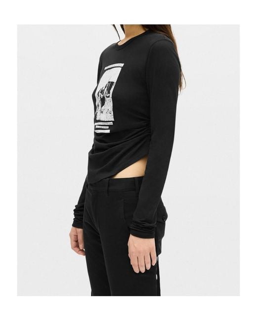 Ann Demeulemeester Black Dot Graphic-Print Ruched Top