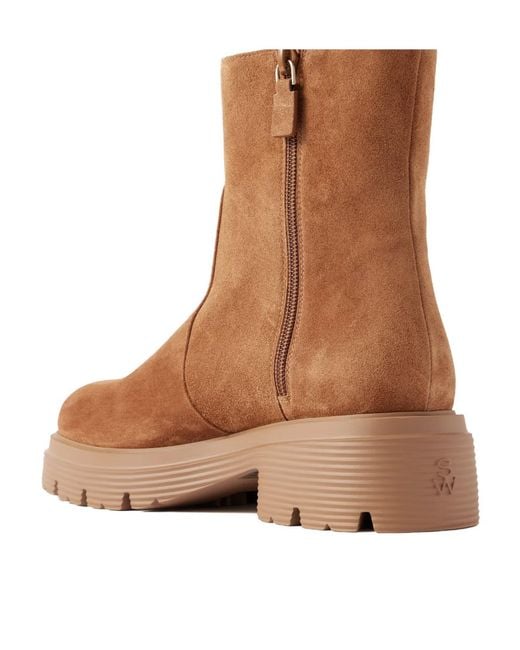 Stuart Weitzman Brown Solid-Color Suede Chelsea Boots