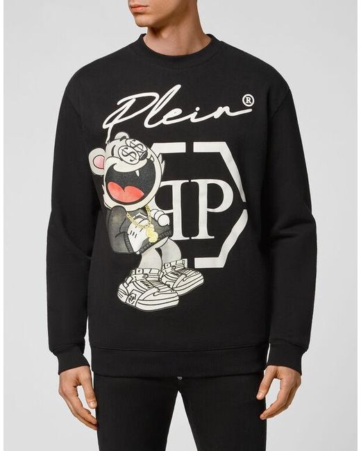 Philipp Plein Black Printed Sweater for men
