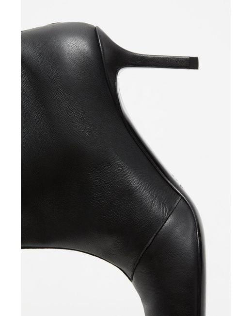 Acne Black Logo Debossed High Heel Boots