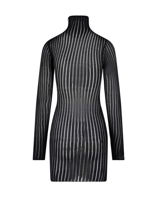 Dondup Black Erotica High Neck Striped Dress