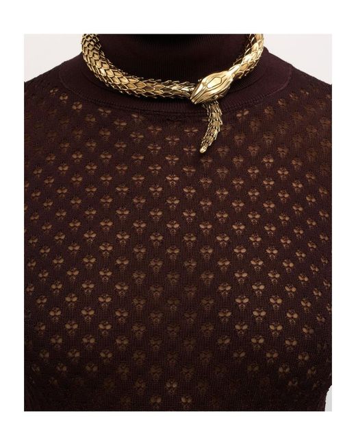 Chloé Brown Lace Knitted Slim Turtleneck Sweater