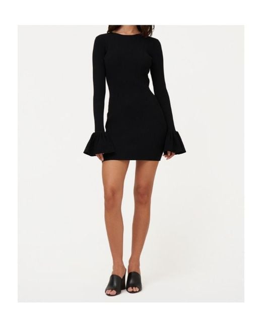 ROTATE BIRGER CHRISTENSEN Black Knit Mini Cutout Dress