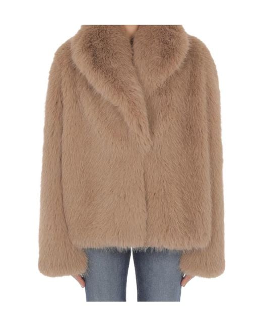 Dondup Brown Oversized Faux Fur Jacket