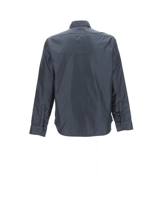 Aspesi Blue Snap-Front Polyamide Shirt for men