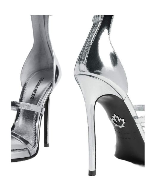 DSquared² White Round-Toe Heeled Sandals