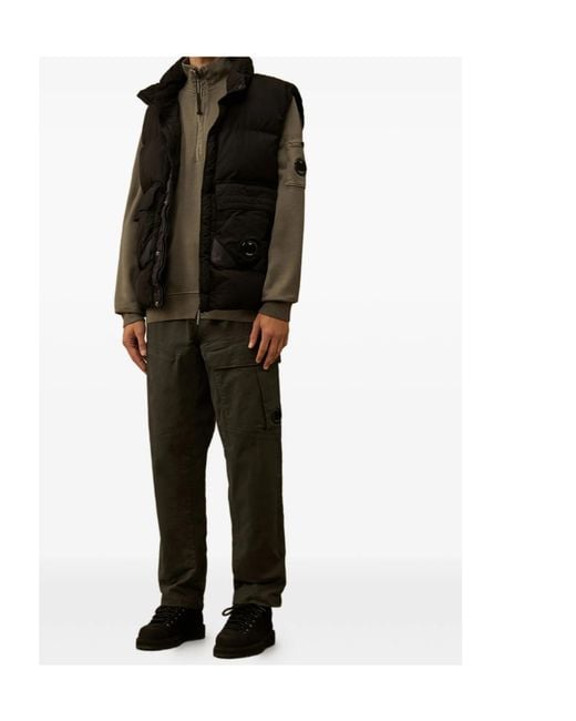 C P Company Green Half-Zip Lens-Pocket Sweatshirt for men