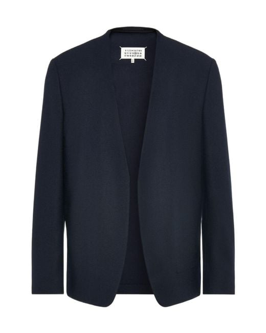 Maison Margiela Blue Open-Front Collarless Jacket for men