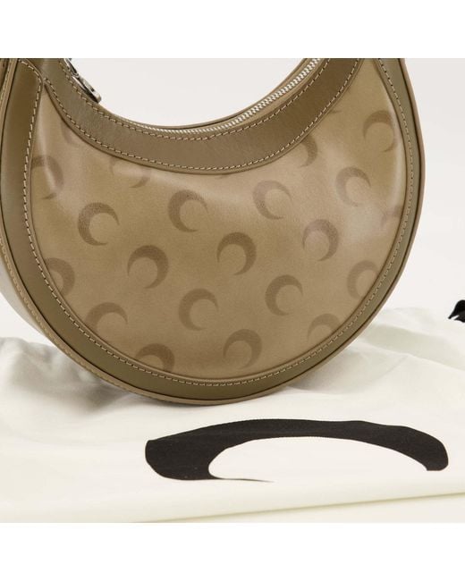 MARINE SERRE Gray Faded Leather Moon Eclips Mini Bag