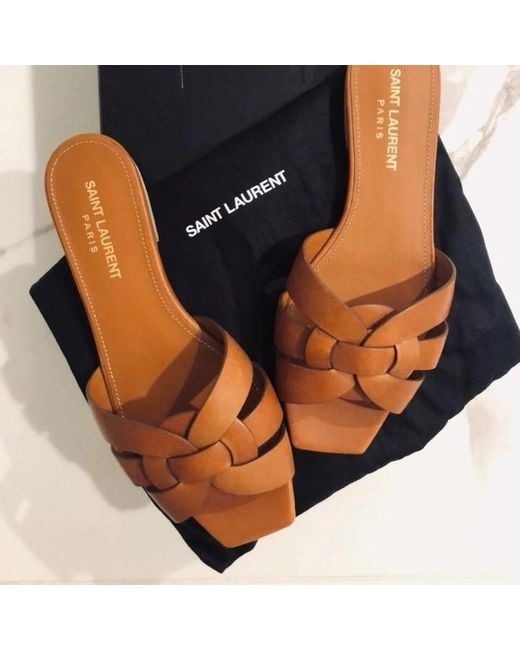 Saint Laurent Brown Tribute Open Toe Sandals