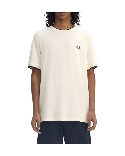 Fred Perry White Tipped Crewneck Shortsleeve Tshirt for men