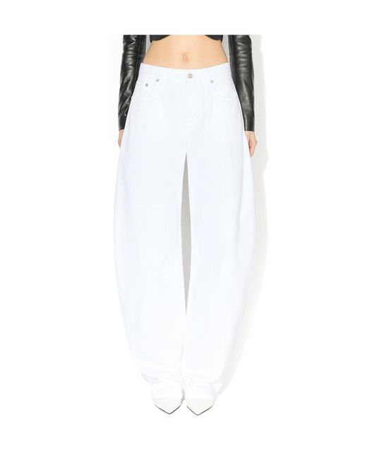 Alaïa White Alaïa High-Waisted Wide-Leg Jeans