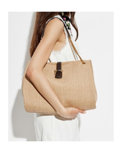 Ferragamo Natural Medium Raffia Bag
