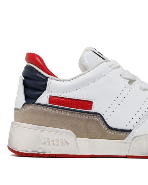 Isabel Marant White Logo Embossed Lace-Up Sneakers