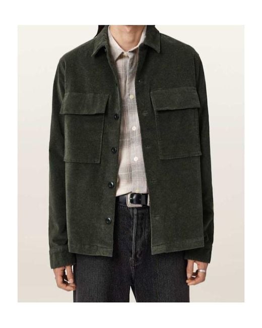AllSaints Green Hawker Corduroy Shirt for men