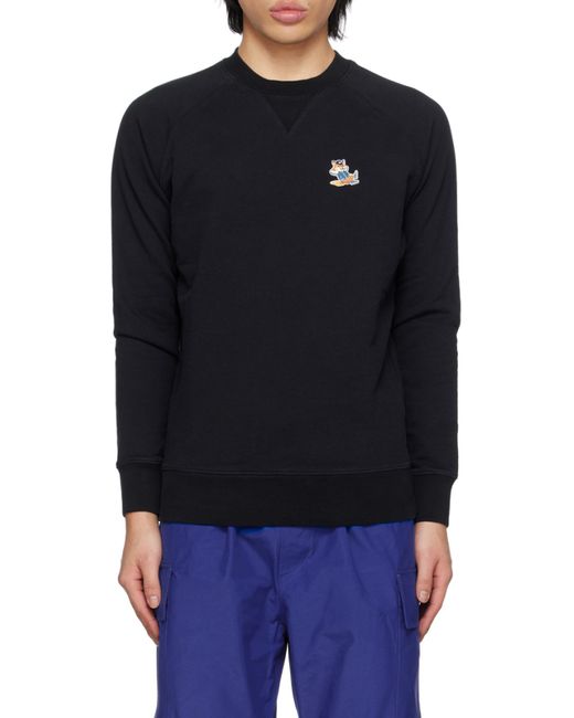 Maison Kitsuné Blue Maison Kitsuné Logo Patch Crewneck Sweatshirt for men