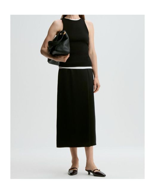 By Malene Birger Black Pacia Satin-Effect Midi Skirt