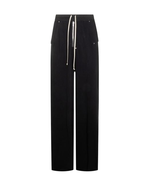 Rick Owens Black Drawstring Wide-Leg Pants for men