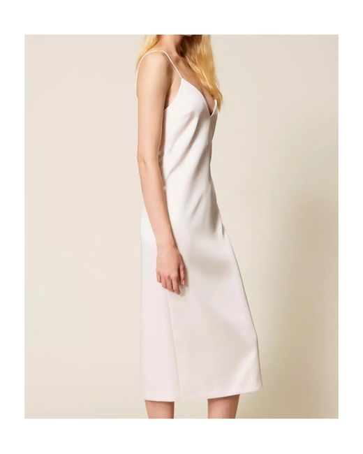 Twinset White Long Duchesse Dress