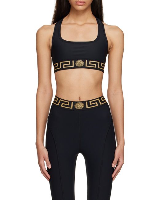Versace Black Medusa Motif Scoop-Neck Bra