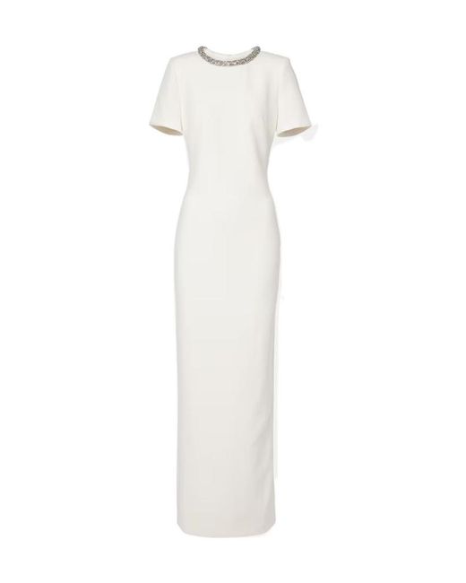 Roland Mouret White Embellished Crêpe Gown