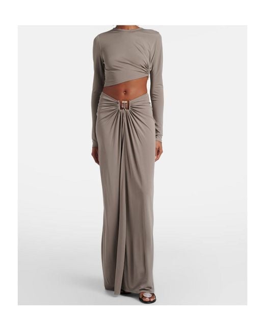 Christopher Esber Brown Bezel Quartz Gathered Jersey Maxi Skirt