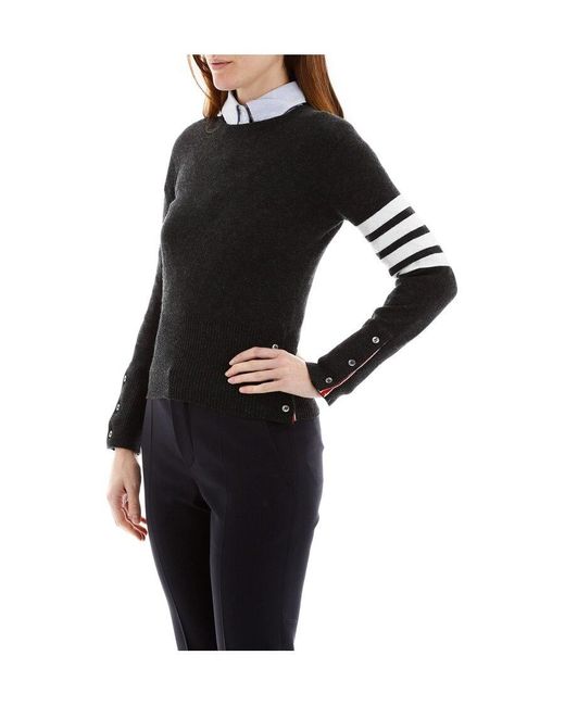 Thom Browne Black 4-Bar Crewneck Jumper
