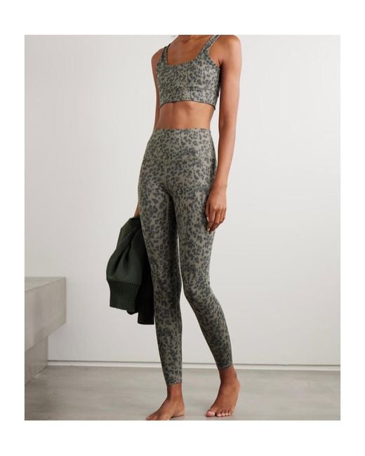 Varley Gray Cori Cheetah-Print Freesoft Sports Bra