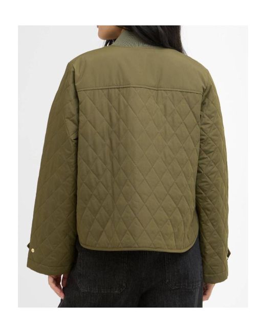Barbour Green Diamond-Quilted Zip Jacket