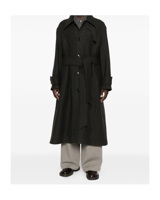 AMI Black Wool Coat for men
