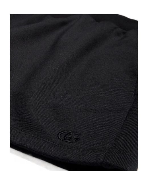 Gucci Black Cotton Silk Jersey Shorts With Embroidery