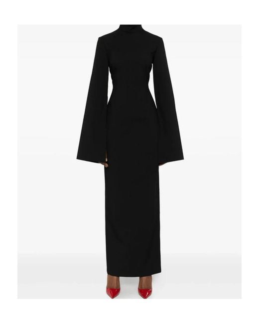 Solace London Black Josefine Long-Sleeve Maxi Dress
