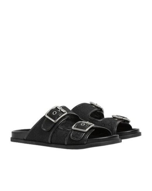 Gucci Black Slide Sandal With Buckles for men