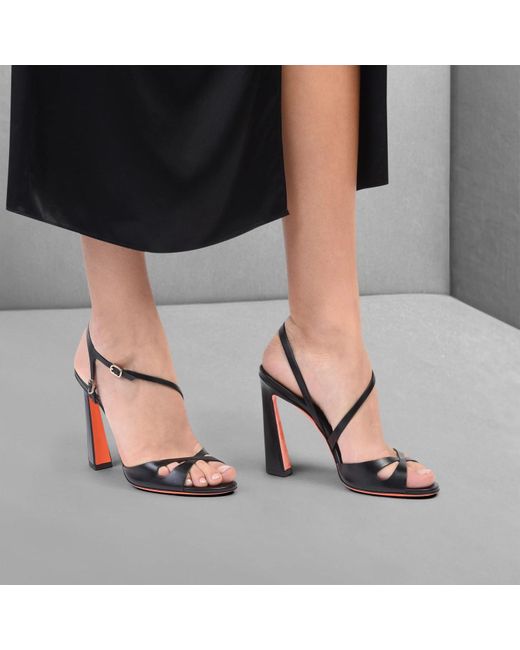 Santoni Black High-Heel Mona Sandals