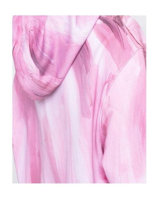 Moschino Pink Brushstroke-Print Cropped Hoodie