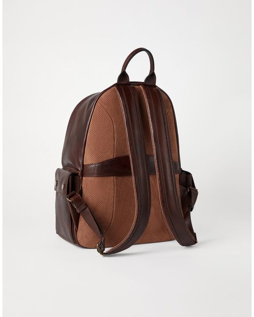 Brunello Cucinelli Brown Zip-Up Travel Backpack for men