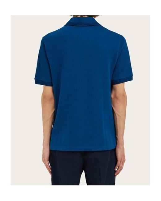 Ferragamo Blue Short-Sleeved Polo Shirt for men