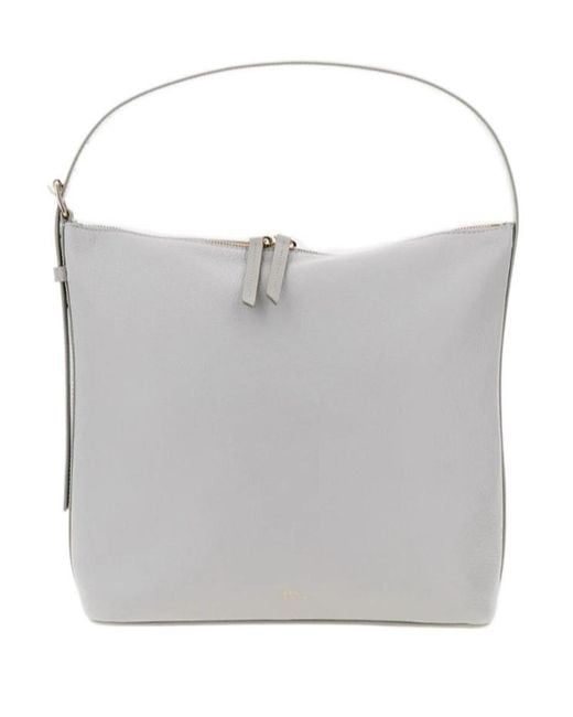 A.P.C. Gray Leather Shoulder Bag