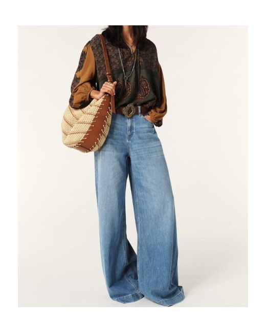 Ba&sh Brown Printed Long-Sleeved Blouse