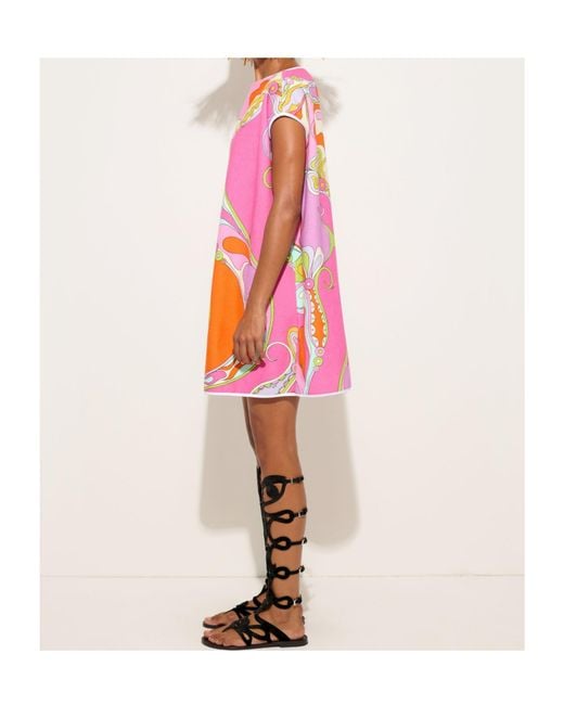 Emilio Pucci Pink Orchidee-Print Cotton Terry Dress