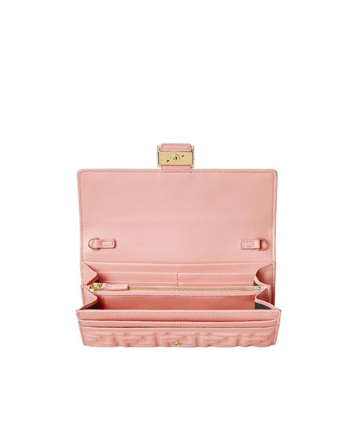 Fendi Pink Ff Motif Baguette Continental Chain-Linked Wallet